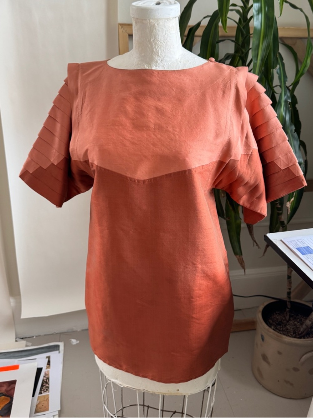 Rare Jim Thompson Thai Silk Co Pleated Blouse from 70s